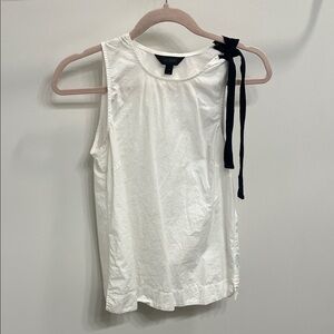 J. Crew White Tank Top with Black Ribbon Accent